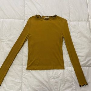 Mustard Yellow Zara Lettuce Edge Mockneck